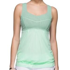 Lululemon Tame Me Tank Top Striped Fresh Teal Mini Hyper Womens 4 Dance Yoga Gym